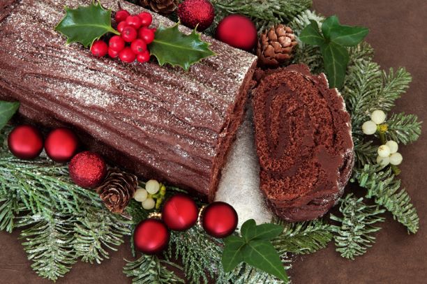 Christmas Chocolate Log - 10 inch - Only available for delivery from December onwards